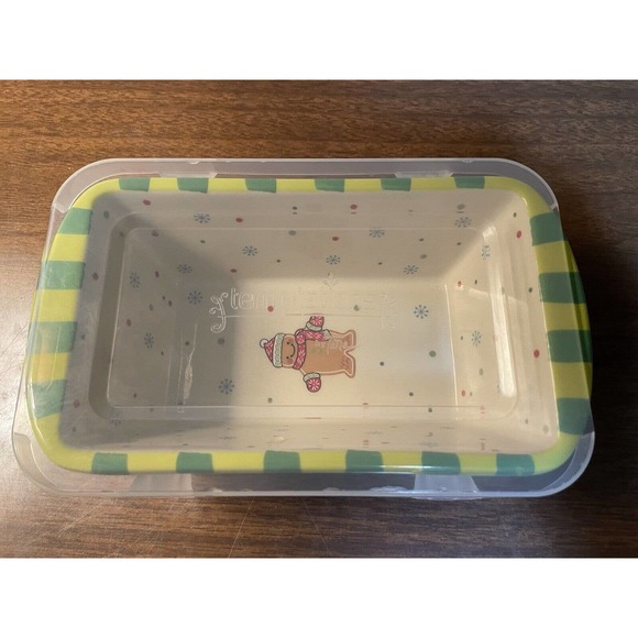 3 Temptations Christmas 12 Oz Mini Loaf Pan w/Lid/Box Bakeware - Picture 8 of 10